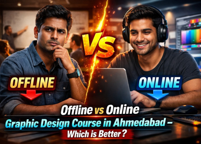 Offline vs Online Graphic Design Course in Ahmedabad – Which is Better?
