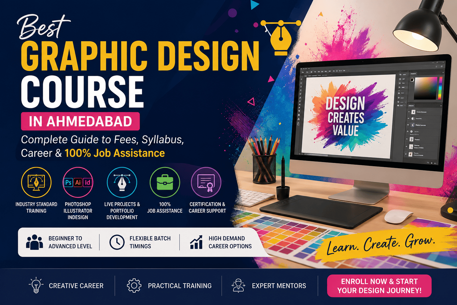 Best Graphic Design Course in Ahmedabad: Complete Guide to Fees, Syllabus, Career & 100% Job Assistance (2026)