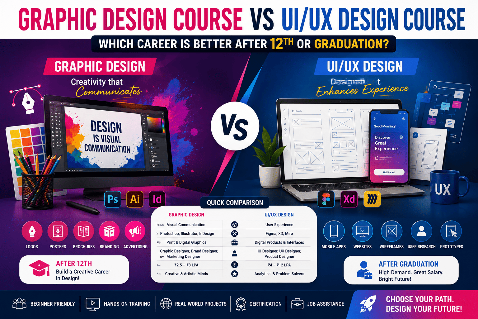Graphic Design Course vs UI/UX Design Course: Which Career is Better After 12th or Graduation?