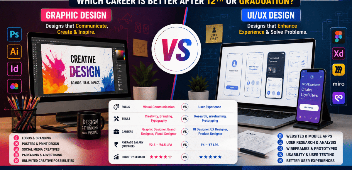 Graphic Design Course vs UI/UX Design Course: Which Career is Better After 12th or Graduation? (2026 Guide)