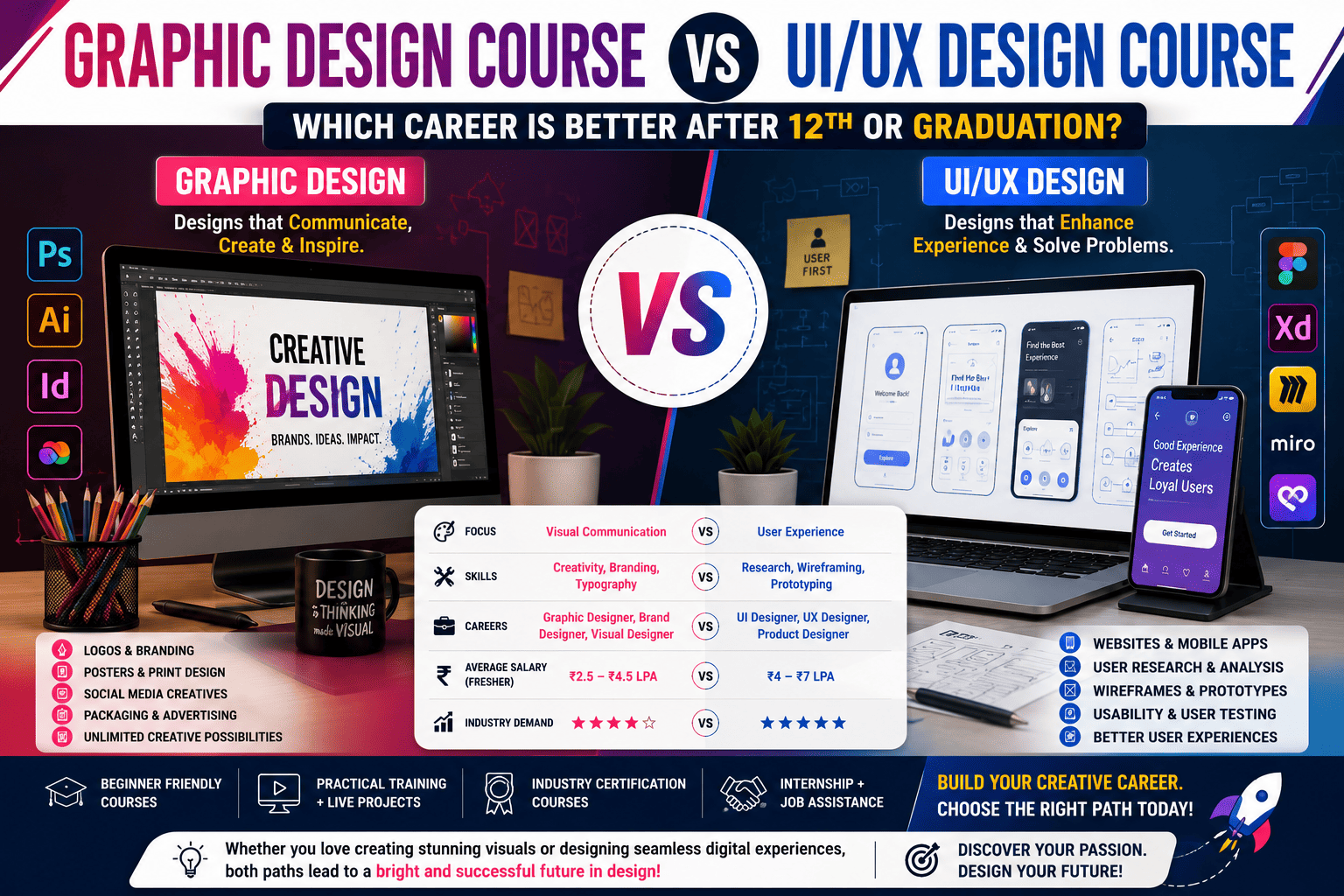 Graphic Design Course vs UI/UX Design Course: Which Career is Better After 12th or Graduation? (2026 Guide)