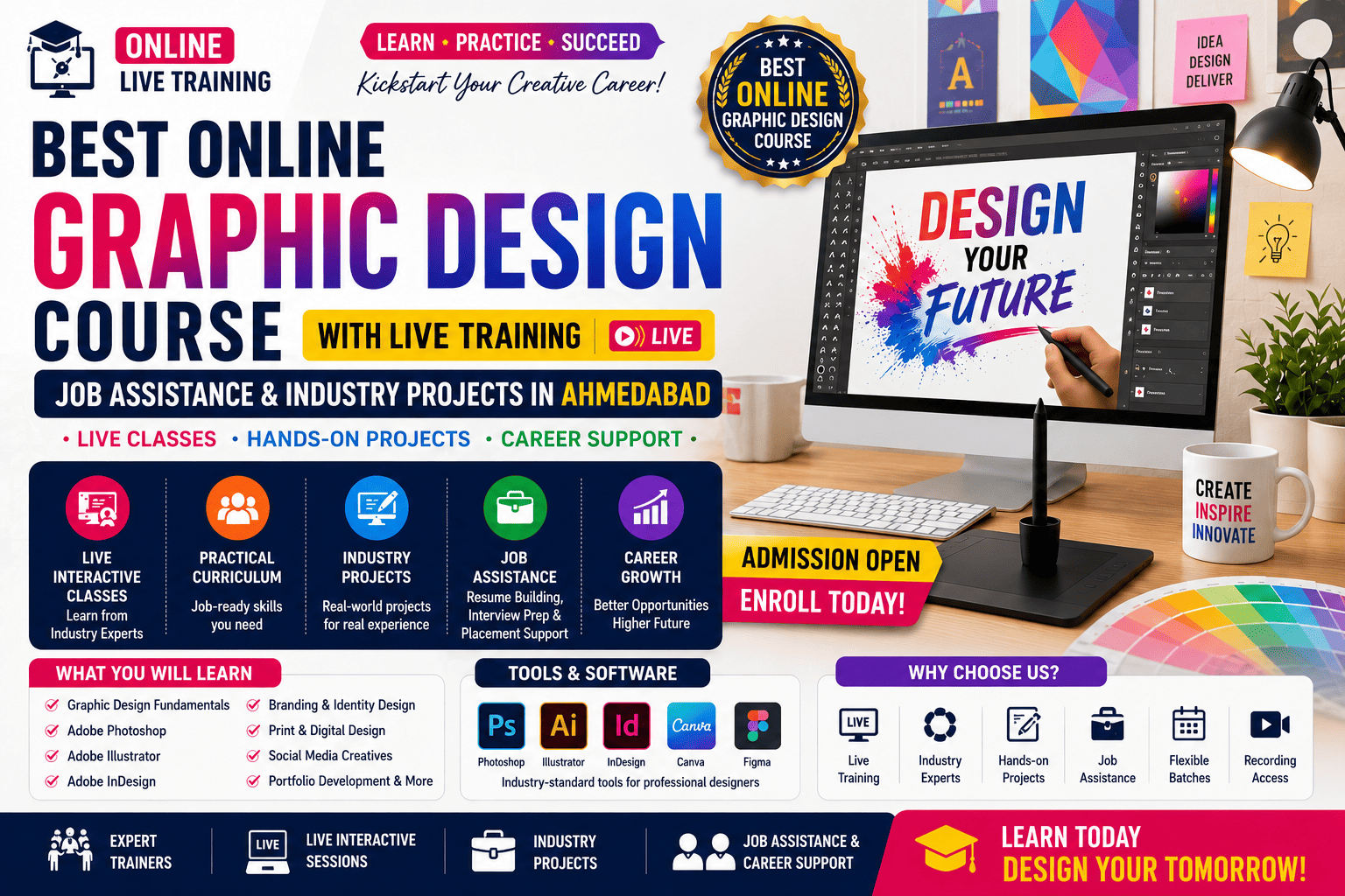 Best Online Graphic Design Course with Live Training, Job Assistance & Industry Projects in Ahmedabad (2026 Guide)