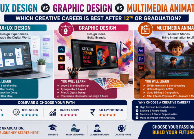 UI/UX Design vs Graphic Design vs Multimedia Animation: Which Creative Career is Best After 12th or Graduation? (2026 Guide)