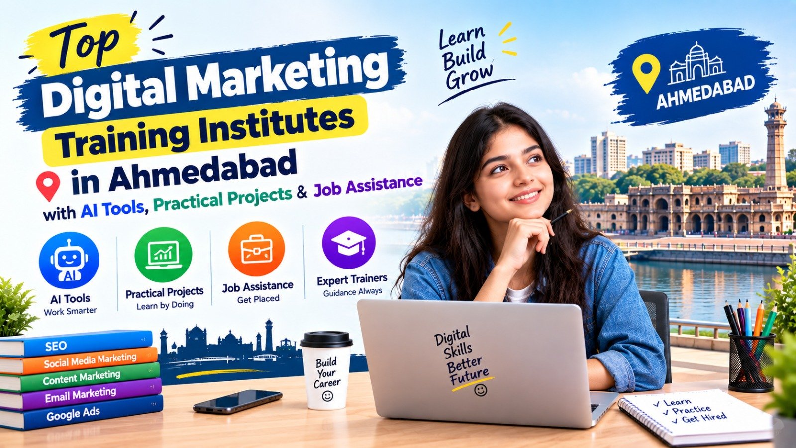 Top Digital Marketing Training Institutes in Ahmedabad with AI Tools, Practical Projects & Job Assistance