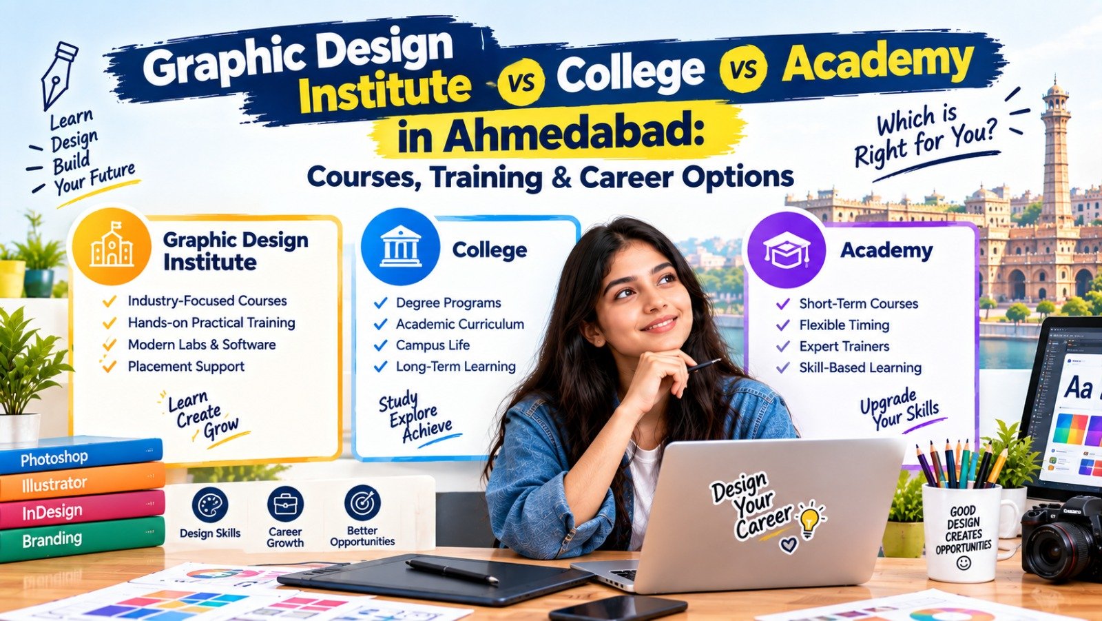 Graphic Design Institute vs College vs Academy in Ahmedabad: Courses, Training & Career Options
